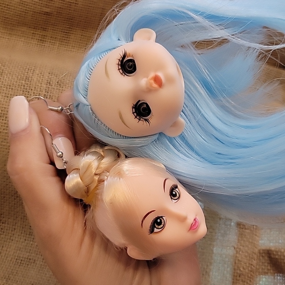 🔥LAST PAIR🔥 Doll Dangle Earrings, mismatched doll heads